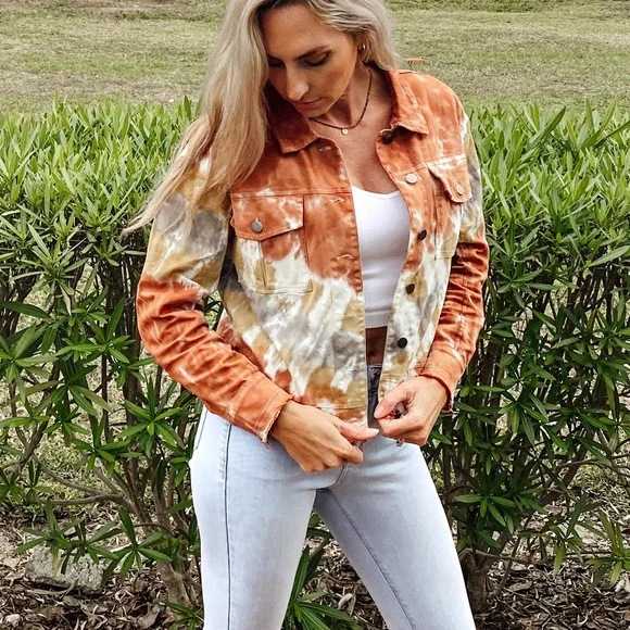 Tie dye raw hem crop jacket - Picture 3 of 7